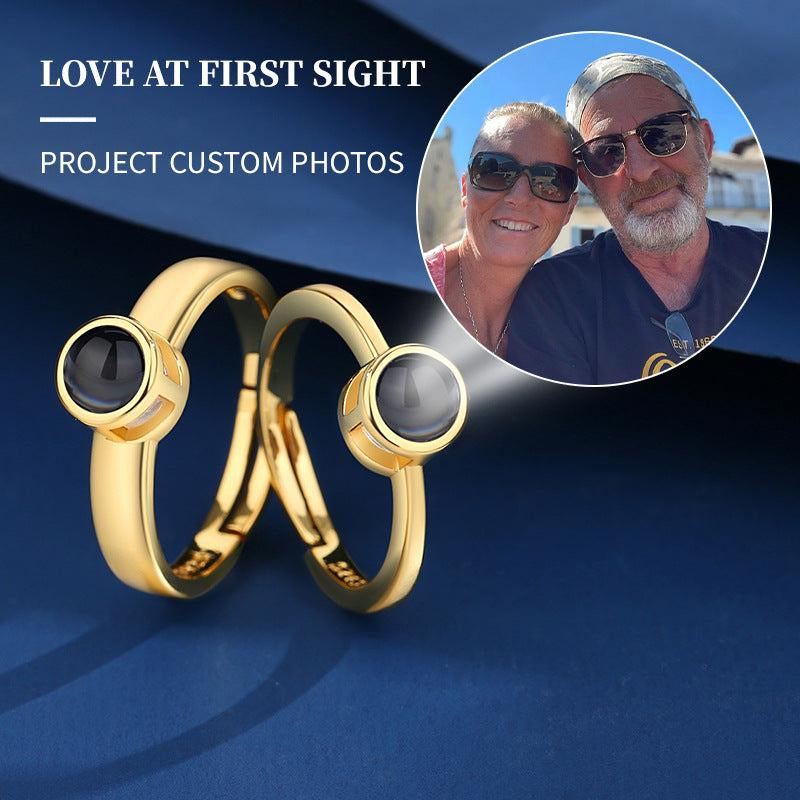 Personalized Photo Projection Couple Rings • Customer Picture Adjustable Ring • Memorial Gift• Gift for Mom• Birthday Gift• Anniversary Gift