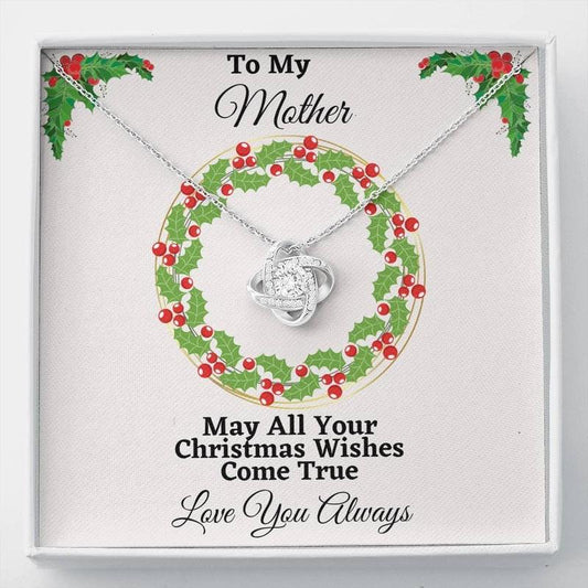 Mother Christmas Love Knot Necklace, Merry Christmas Mom Gift, Novelty Xmas Gift for Mom, Jewelry Gift for Mom with Message Card and Gift Box on Anniversary, Christmas, Holiday Jewelry Gift