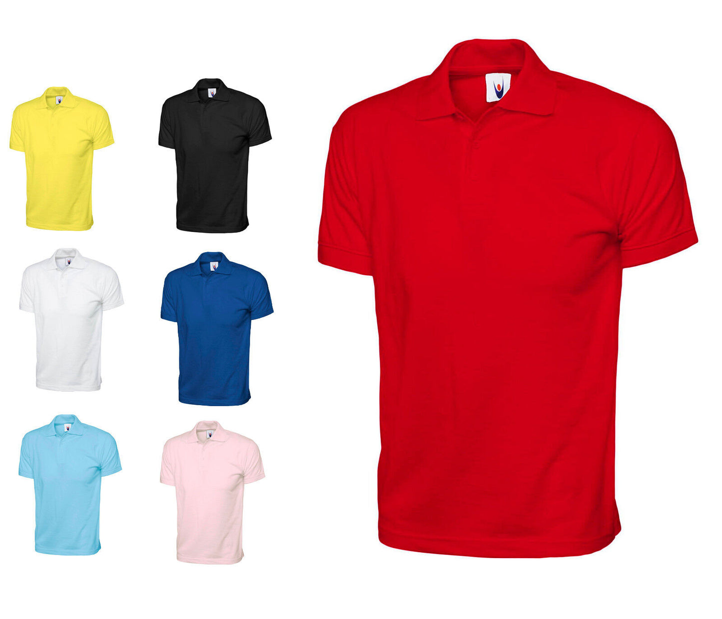 Mens Cotton Rich Stretch Plain Polo Shirts - JERSEY CASUAL SPORTS SPORTSWEAR