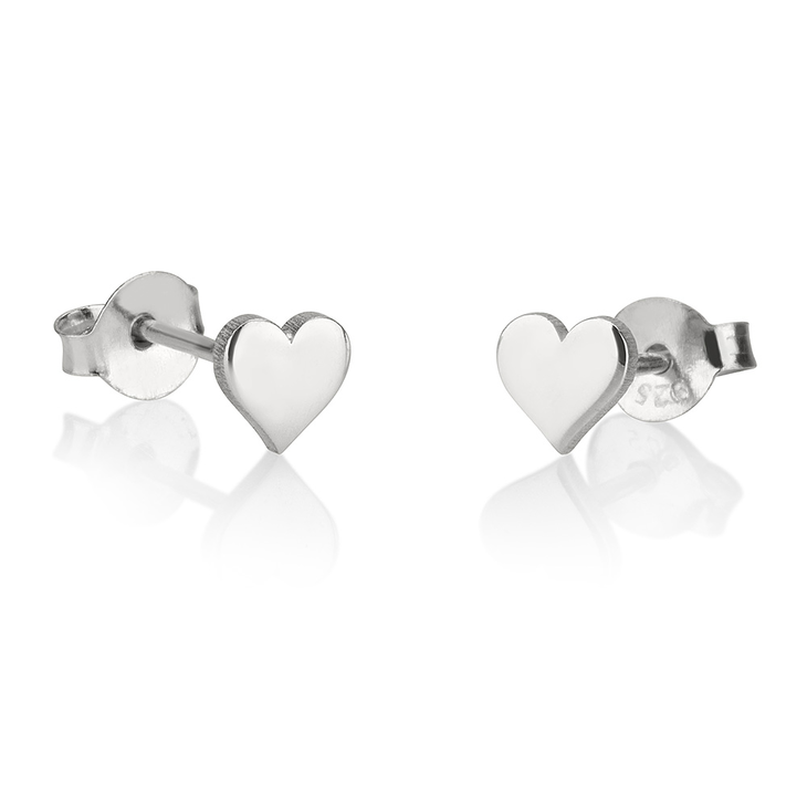 A pair of elegant heart stud earrings, featuring a simple yet stylish heart-shaped design. These dainty earrings are crafted with a smooth, polished finish, making them perfect for everyday wear or special occasions. Their minimalist style adds a subtle touch of romance and charm to any outfit, making them a versatile accessory for any jewelry collection. Ideal as a thoughtful gift or a timeless personal piece