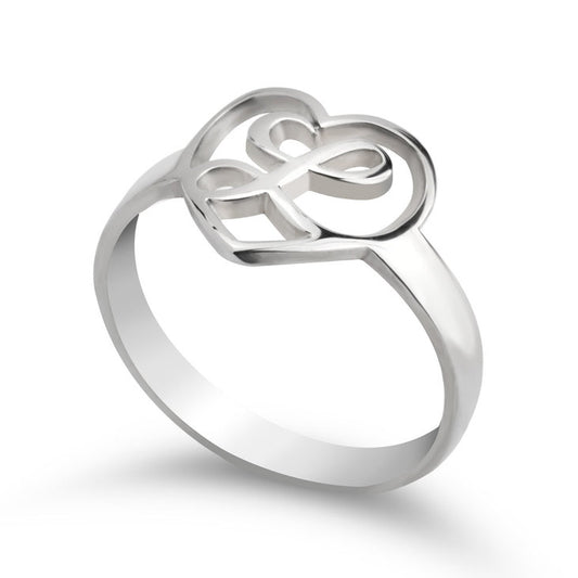 A delicate initial heart ring featuring a small heart-shaped design with a personalized initial engraved in the center. The minimalist band complements the polished heart, creating a subtle yet meaningful piece of jewelry. Perfect for daily wear or stacking, this ring adds a personal touch to any outfit and makes an ideal gift for someone special. Its timeless design symbolizes love and individuality